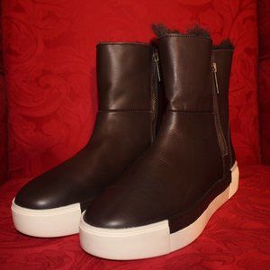New Brown Leather J Slide Fur Fashion Sneakers
